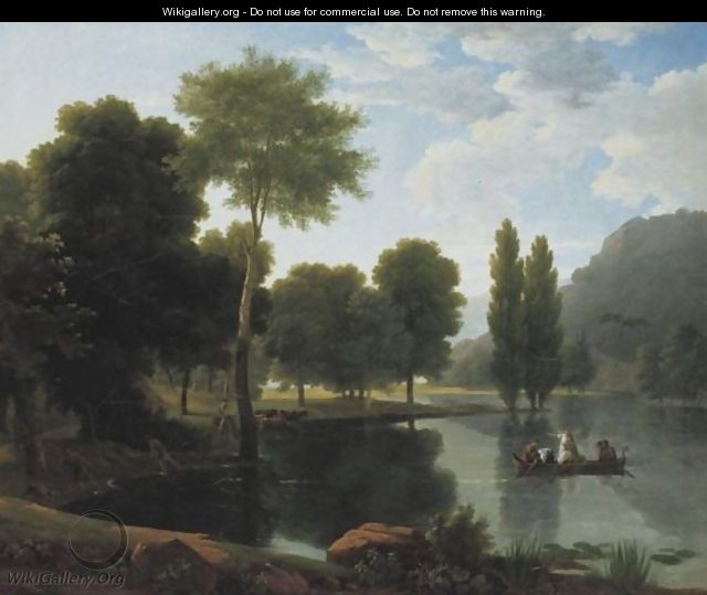 Rowing Party In A Landscape - Jean-Victor Bertin