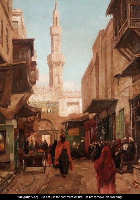 A North African Street Scene - Georg Macco
