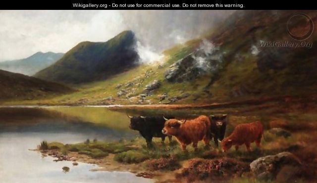 Highland Cattle On A Loch - Daniel Sherrin