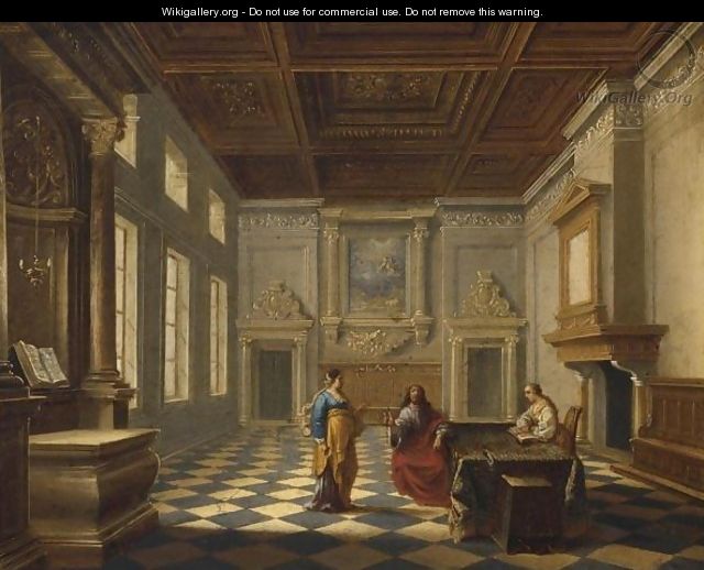 Christ With Martha And Mary In A Palace Interior - (after) Bartholomeus Van Bassen