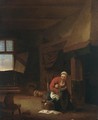 An Interior With A Mother Feeding Her Child - Jan Olis