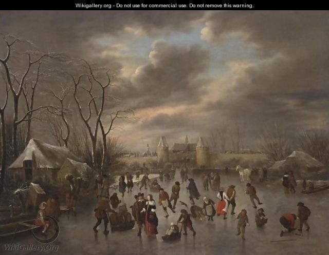 A Winter Landscape With A View Of Haarlem From The North With The Eentjes Or Leidse Waterpoort And The Langebrug, And A View Of The St. Bavo And The Bakenesse Church Beyond - Claes Molenaar (see Molenaer)