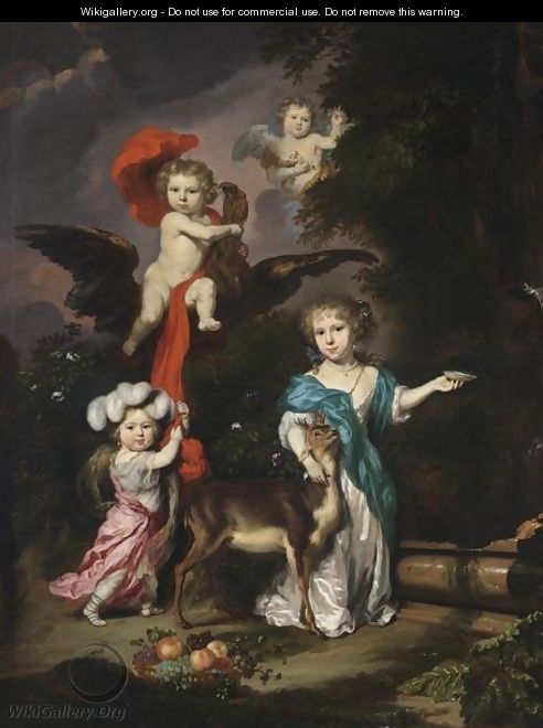 A Pastoral Family Portrait Of Four Children - Nicolaes Maes