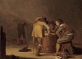Soldiers In A Guardroom Smoking And Playing Dice On A Drum - Pieter Symonsz. Potter