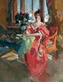 Portrait Of A Lady In A Red Dress - Konstantin Alexeievitch Korovin