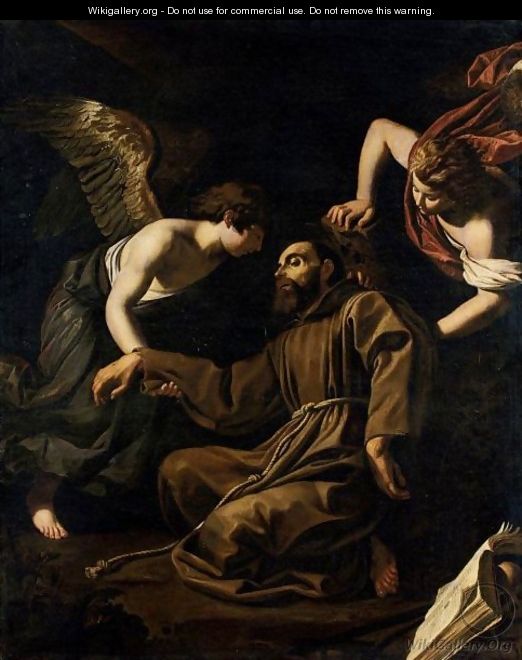San Francesco Sorretto Da Due Angeli - (after) Antiveduto Gramatica