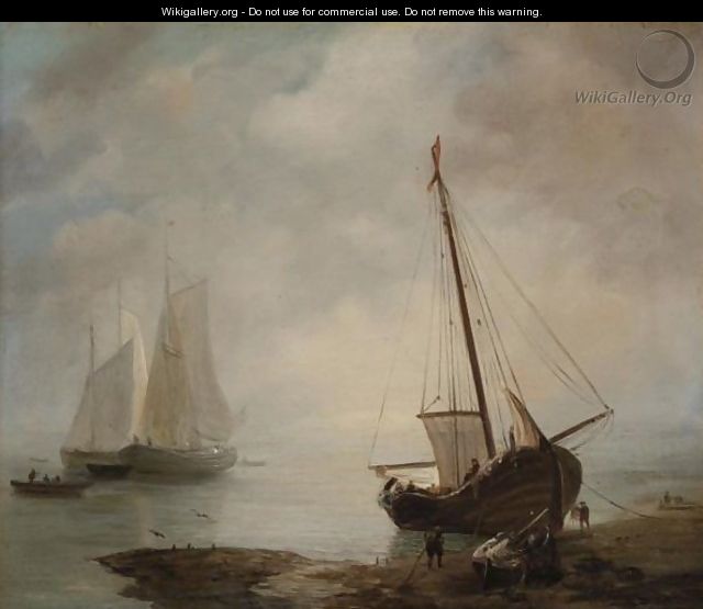 Fishing Boats Along The Shoreline - (after) Jan Van Os