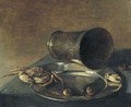 Still Life With A Crab And Olives On A Pewter Dish With An Overturned Silver Beaker - Jan Jansz. Treck