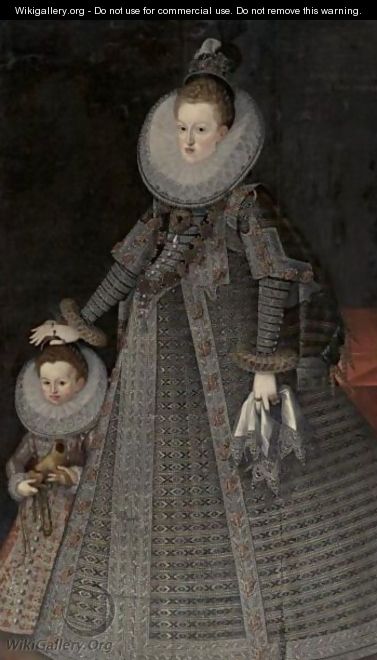 Portrait Of Margaret Of Austria, Queen Of Spain And Portugal And A Child - (after) Bartolome Gonzalez Y Serrano