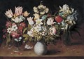 Still Life Of Three Floral Bouquets Resting On A Table - Osias, the Elder Beert