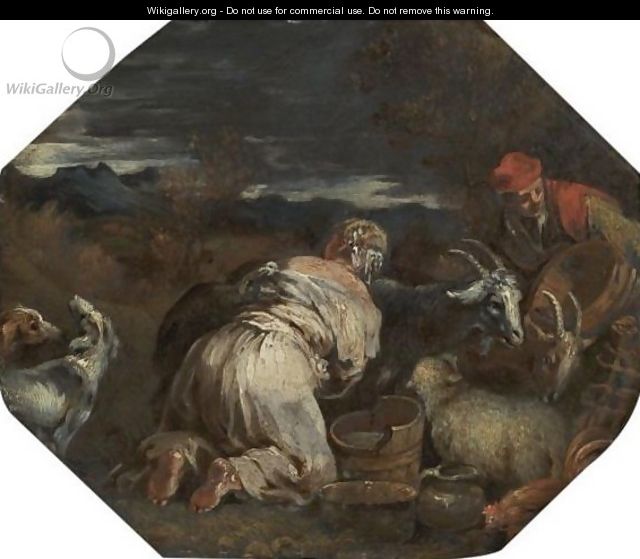 A Peasant Woman Milking A Goat - (after) Jacopo Bassano (Jacopo Da Ponte)