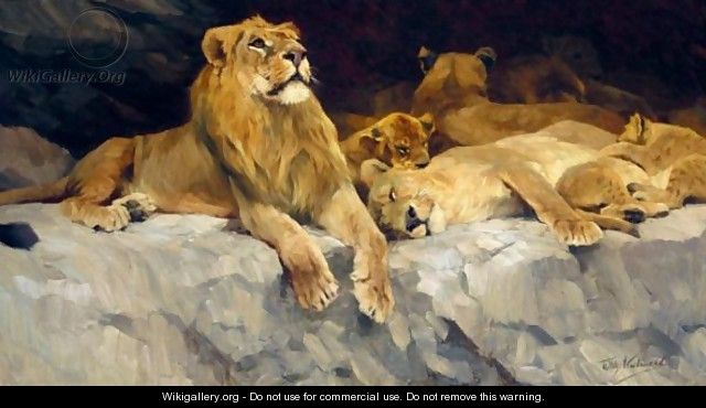 Lowenhohle (The Lion Den) - Wilhelm Kuhnert