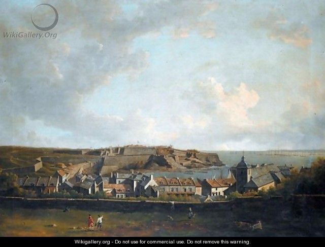 View Of The Citadel And Town Of Le Palais Belleisle With The British Fleet In The Distance - Dominic Serres