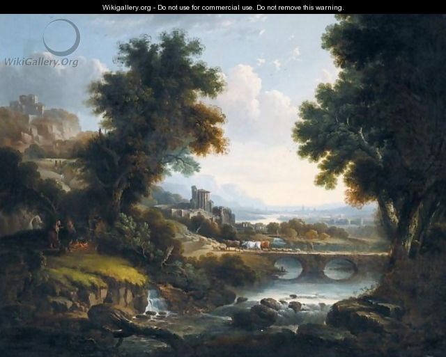 An Extensive Italianate Landscape With Gypsies In The Foreground - George, of Chichester Smith