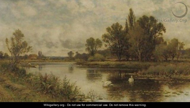 Landscape With Pond And Swanns - Alfred Glendening