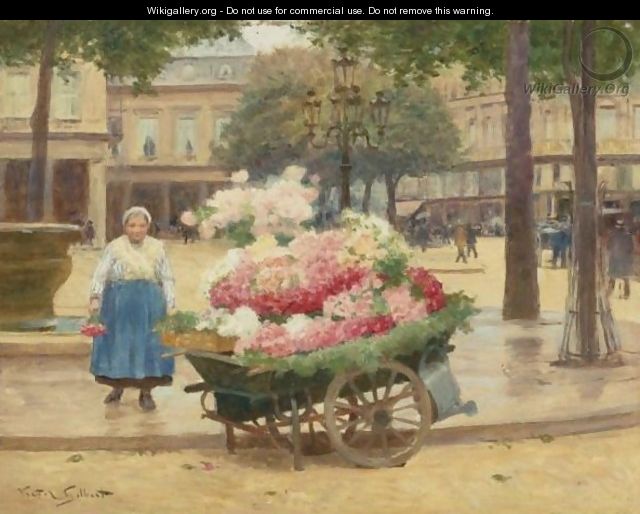 Flower Seller, Place Du Theatre Francais - Victor-Gabriel Gilbert