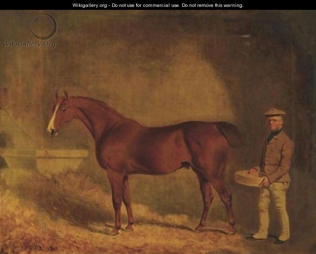Chestnut Stallion With Groom - T. Temple