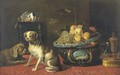 Still Life With Dogs And A Fruit Bowl - Suiveur De Pieter Van Boucle