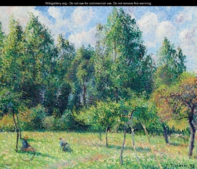 Les Peupliers, Matin, Eragny - Camille Pissarro