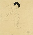 Sitzender Mannlicher Akt (Seated Male Nude) - Egon Schiele