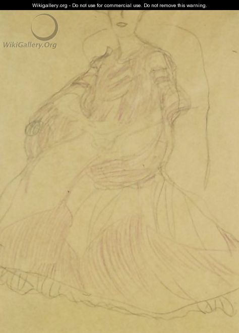 Sitzend Nach Links, Die Hande Ineinandergelegt (Seated To The Left, Hands Clasped) - Gustav Klimt
