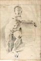 Seated Male Nude - (after) Giovanni Battista Tiepolo