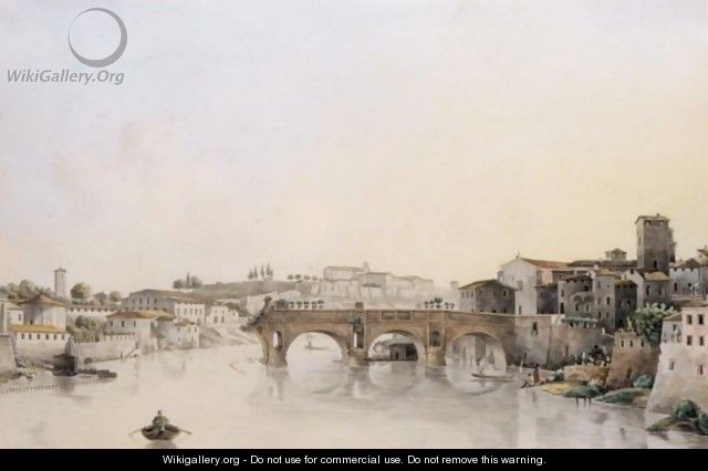 View Of The Tiber And The Ponte Rotto - Victor Jean Nicolle