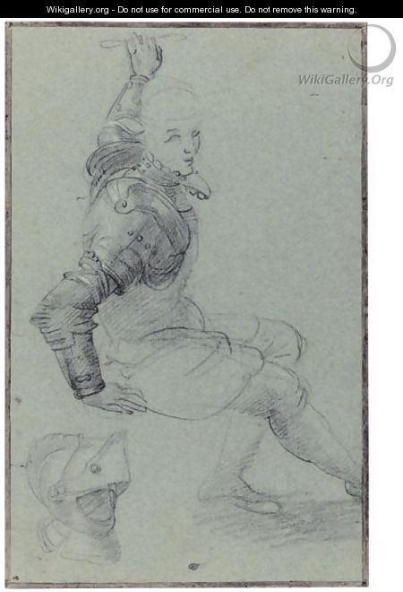 Seated Man In Armour With A Helmet - Federico Fiori Barocci