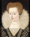 Portrait Of A Lady, Head And Shoulders, Wearing An Elaborate Ruff And A Black Dress Embroidered With Pearls - French School