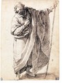 A Standing Figure Of A Man Wearing A Cloak And Holding A Stick - Matteo Rosselli