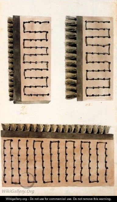 A Design For Three Scrubbing Brushes - French School