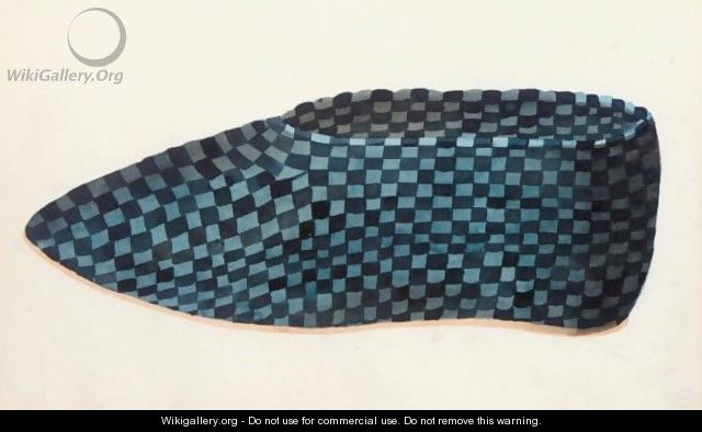 Design For A Slipper In Checked Fabric - French School