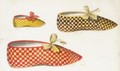 Three Designs For Ladies' Slippers In A Checked Fabric With Bows - French School