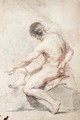 Seated Male Nude, Turned In Profile To The Left - (after) Charles-Joseph Natoire