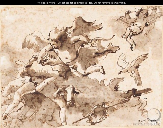 Cupid And Putti In The Clouds - Giovanni Domenico Tiepolo