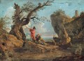 Coastal Landscape With Soldiers Resting On Rocks - Salvator Rosa