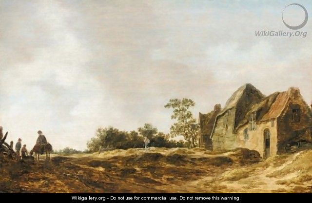 A Landscape With A Cottage And Figures - (after) Jan Van Goyen