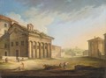 Rome, A View Of The Forum Boarium With The Temples Of Vesta And Portunus - Roman School