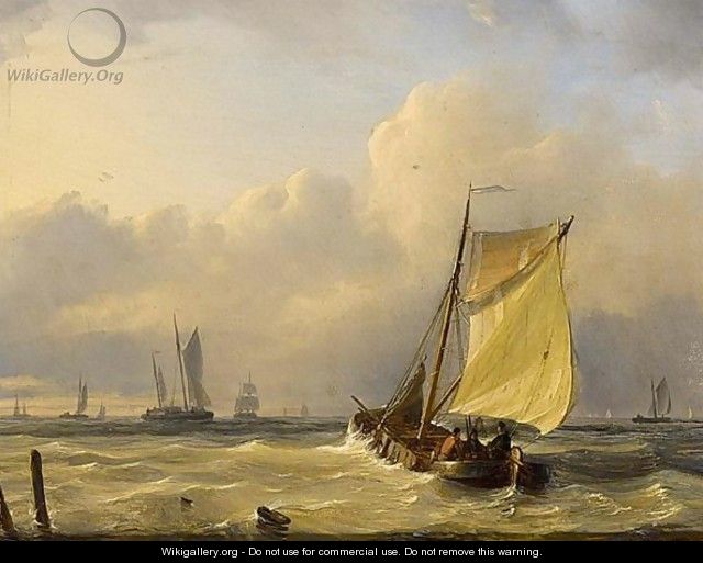 Dutch Barge And Other Vessels Off Coast - Dutch School
