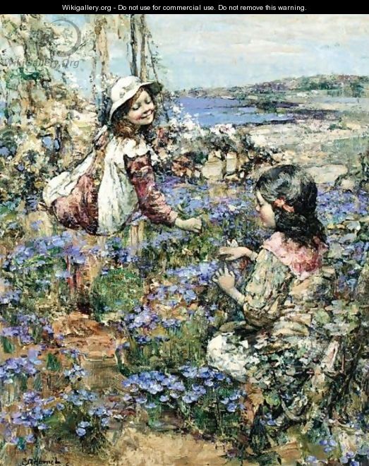 Girls Among The Violets - Edward Atkinson Hornel