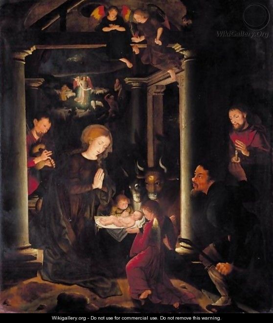 The Adoration Of The Shepherds, With The Annunciation To The Shepherds Beyond - (after) Bruges