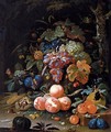 A Still Life Of Red And White Grapes In A Basket - Abraham Mignon