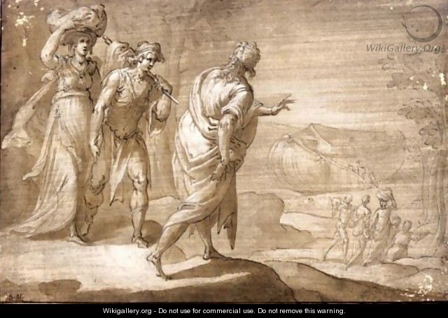 Noah Leading His Family Into The Ark - Dutch School