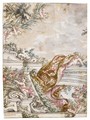 Putti With Flowers And Drapery And The Imperial Eagle - Egidius Schor