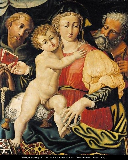 The Holy Family With A Franciscan Friar - (after) Perino Del Vaga (Pietro Bonaccors)