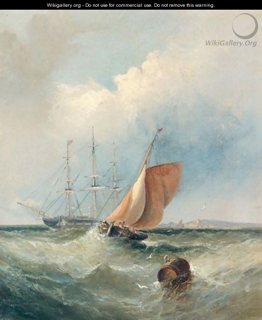 Shipping Rounding The Buoy Off The Coast - William A. Thornley or Thornbery