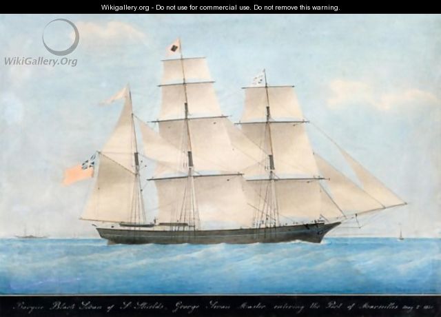 The Barque Black Swan Of South Shields, Commanded By George Swan, Entering The Port Of Marseilles May 2nd 1860 - Honore Pellegrini