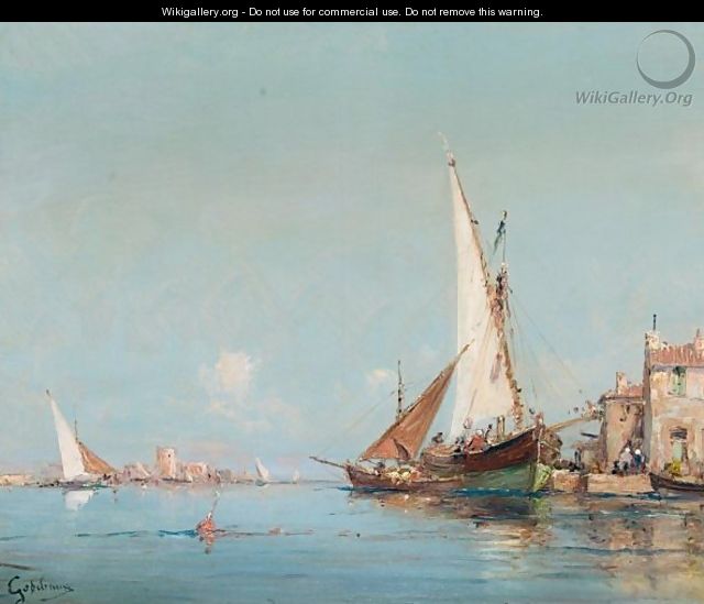 Two Views Of The Venetian Lagoon - Alfred Godchaux