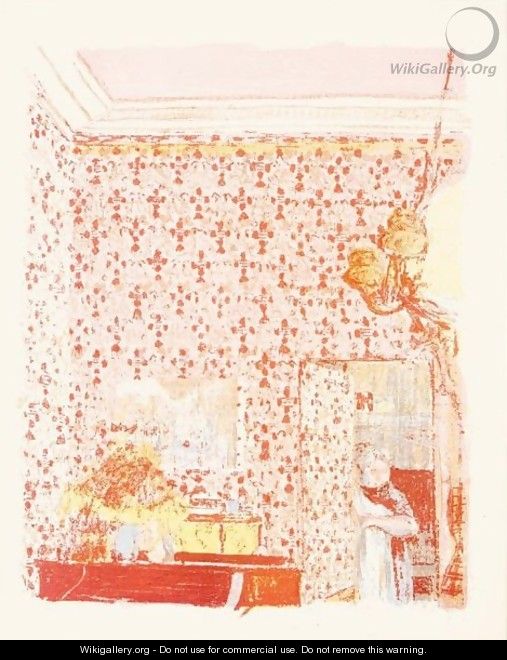 Interieur Aux Tentures Roses - Edouard (Jean-Edouard) Vuillard
