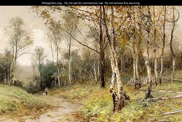 A Forest Landscape With Hunter - Piet Schipperus